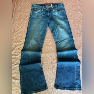 Big Star Buckle Flary Flare Kick Crop Jeans Sz 28R Painted Distressed USA Made